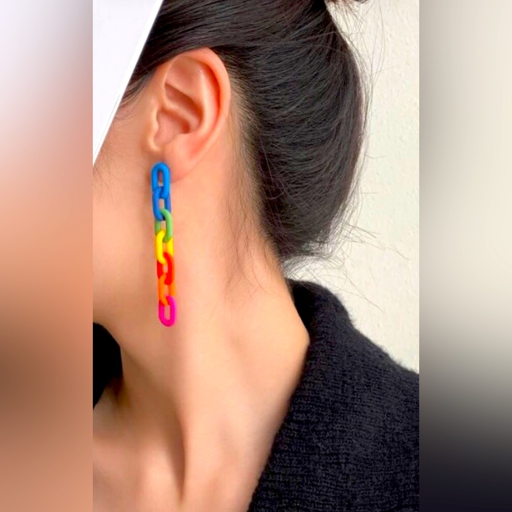 🌈PRIDE Colorblock Chain Earrings NWT